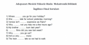 İngilizce Final Soruları - Adapazarı Meslek Yüksekokulu