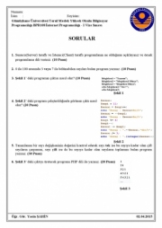 İnternet Programcılığı -1 Vize Soruları 2015