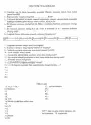 İstatistik Dersi Final Soruları