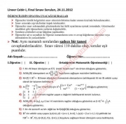 Lineer Cebir -1 Final Soruları