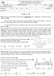 Makina Elemanları -2 Vize Sınav Soruları ve Cevapları