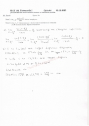 Matematik -1 Dersi Quiz Soruları ve Çözümleri