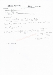 Matematik -1 Dersi Quiz Soruları ve Çözümleri