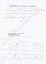 Matematik 1 Final Soruları -2013