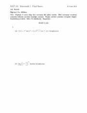 Matematik-1 Final Soruları ve Çözümleri