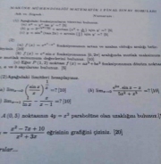 Matematik -1 Final Soruları ve Çözümleri