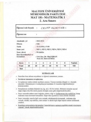 Matematik -1 Vize Soruları