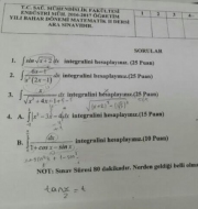Matematik - 2 Arasınav Soruları