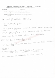 Matematik -2 Dersi Quiz Soruları ve Cevapları