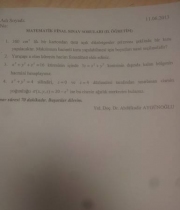 Matematik-2 Final Soruları