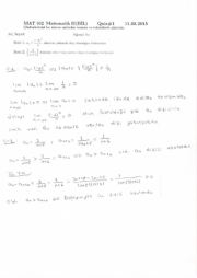 Matematik -2 Quiz soruları ve Çözümleri - Bil. Müh.