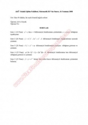 Matematik 3 Yaz Okulu Vize Soruları -2008