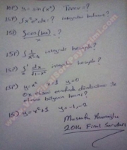 Matematik Final Soruları - Güz Dönemi - 2014