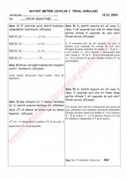 Metrik Uzaylar-1 Final Soruları Ve Cevapları