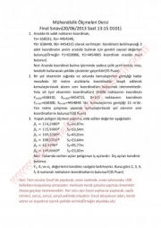 Mühendislik Ölçmeleri Final Soruları-2013