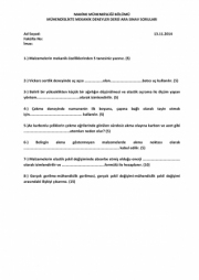 Mühendislikte Mekanik Deneyler Vize Soruları