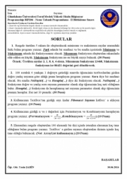 Nesne Tabanlı Programlama -2 Bütünleme Soruları 2014