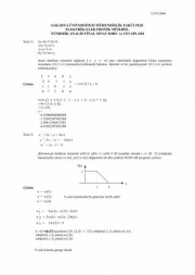 Nümerik analiz Final Soruları