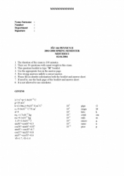 Physics - 2 Spring Semester Midterm - 1 Questions