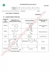 Polimer Kimyası Vize Soruları Cevapları (2014)
