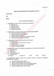 Protetik Diş Tedavisi Final Soruları 2014