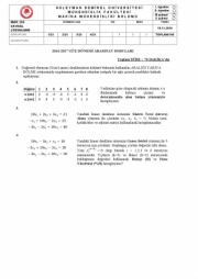 Sayısal Çözümleme Arasınav Soruları ve Cevapları