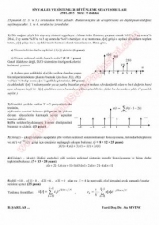 Sinyaller Ve Sistemler Bütünleme Soruları - 2015