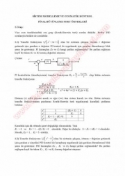 Sistem Modelleme Ve Otomatik Kontrol Çalışma Soruları