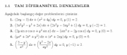 Tam Diferansiyel Denklemler Çalışma Soruları