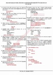 Temel Bilgisayar Bilimleri Dersi Bütünleme Soruları ve Cevapları