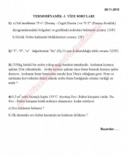 Termodinamik -1 Vize Soruları - 2015