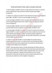 Ticari Matematik Final Çalışma Soruları
