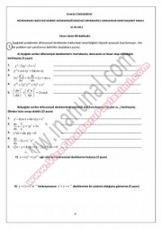 Tunceli Üniversitesi Mühendislik Matematiği Diferansiyel Denklemler Mazeret Soruları