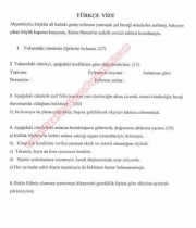 Türkçe Dersi Vize Soruları (5 Soru Klasik)