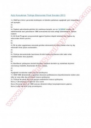 Türkiye Ekonomisi Final Soruları-2013