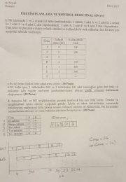 Üretim Planlama Ve Kontrol Final Soruları