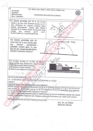 Fırat Üniversitesi Fizik Dersi Vize ve Final Soruları
