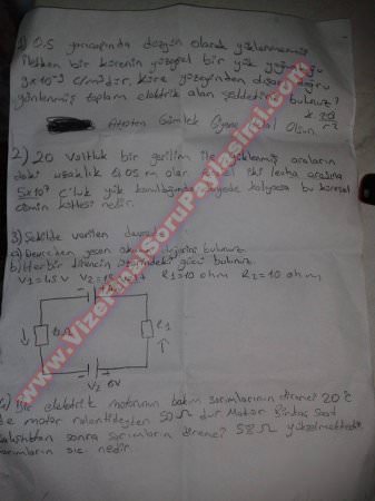 Fırat Üniversitesi Fizik Dersi Vize ve Final Soruları