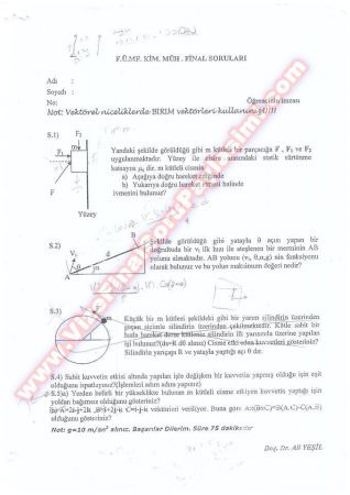 Fırat Üniversitesi Fizik Dersi Vize ve Final Soruları