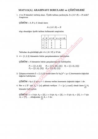 Soyut Matematik-1 Vize Soruları