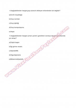 Sınıf Yönetimi Dersi Soruları