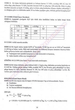 Termodinamik-1 Sınav Soruları - Teknoloji Fak.