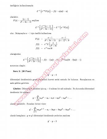 Eskişehir Osmangazi Üniversitesi Diferansiyel Denklemler - 2007 Soruları