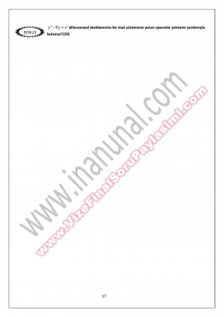 Tunceli Üniversitesi Mühendislik Matematiği Diferansiyel Denklemler 18.01.2012 - Mazeret Soruları