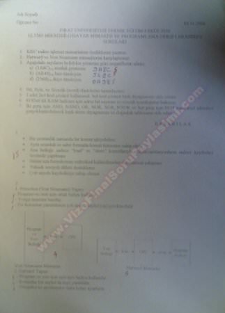 Mikrobilgisayar Mimarisi ve Programlama 1 Vize ve Final Soruları