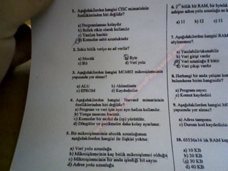 Mikrobilgisayar Mimarisi ve Programlama 2 Vize ve Final Soruları