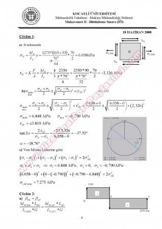 Mukavemet 2 Bütünleme Soruları