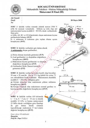 Mukavemet 2 Final Soruları ve Çözümleri