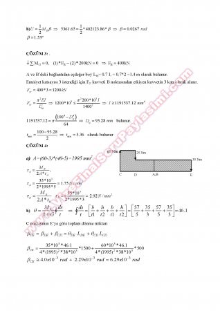 Mukavemet 2 Bütünleme Soruları ve Çözümleri