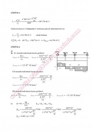 Mukavemet 2 Bütünleme Soruları ve Çözümleri